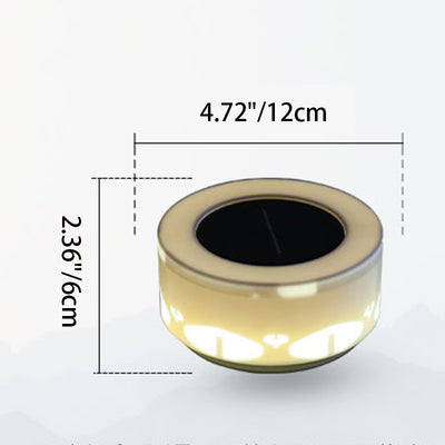 Modern Art Deco Solar Round Hollow Out Flower Pattern Plastic LED Outdoor Light For Garden