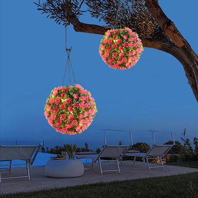 Modern Art Deco Round Flower Bouquet Plastic LED Outdoor Light For Garden