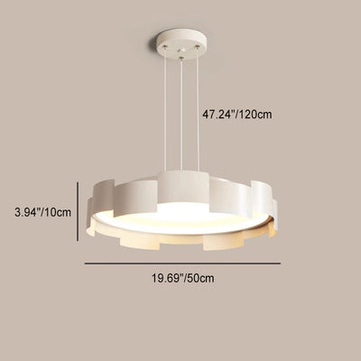 Modern Minimalist Round Flower Iron Acrylic LED Pendant Light For Living Room