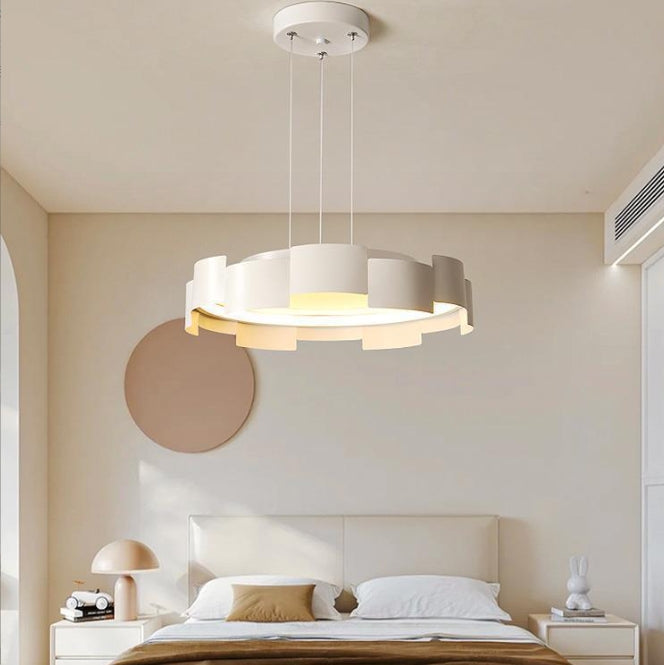 Modern Minimalist Round Flower Iron Acrylic LED Pendant Light For Living Room