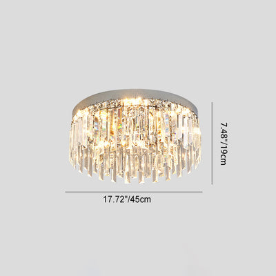 Modern Luxury Round Irregular Crystal Stainless Steel LED Flush Mount Ceiling Light For Living Room