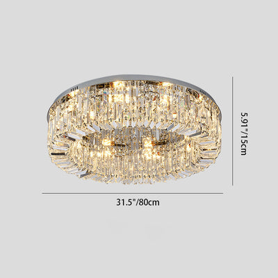 Modern Luxury Round Crystal Stainless Steel 5/8/12 Light Flush Mount Ceiling Light For Living Room