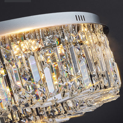 Modern Luxury Round Crystal Stainless Steel 5/8/12 Light Flush Mount Ceiling Light For Living Room