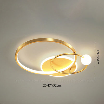 Contemporary Luxury Round Circle Iron Acrylic Silicone LED Semi-Flush Mount Ceiling Light For Living Room