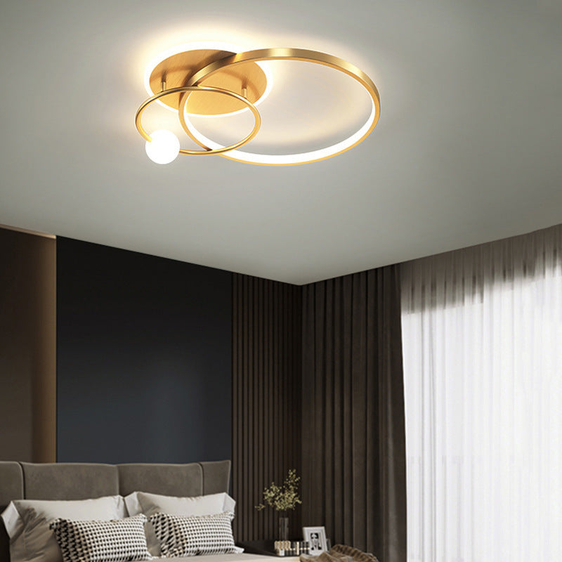 Contemporary Luxury Round Circle Iron Acrylic Silicone LED Semi-Flush Mount Ceiling Light For Living Room