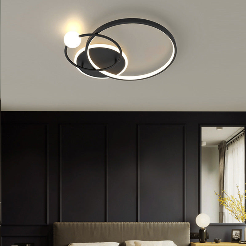 Contemporary Luxury Round Circle Iron Acrylic Silicone LED Semi-Flush Mount Ceiling Light For Living Room