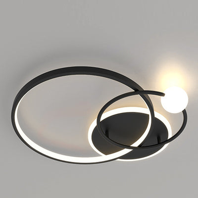 Contemporary Luxury Round Circle Iron Acrylic Silicone LED Semi-Flush Mount Ceiling Light For Living Room