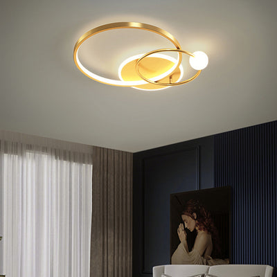 Contemporary Luxury Round Circle Iron Acrylic Silicone LED Semi-Flush Mount Ceiling Light For Living Room