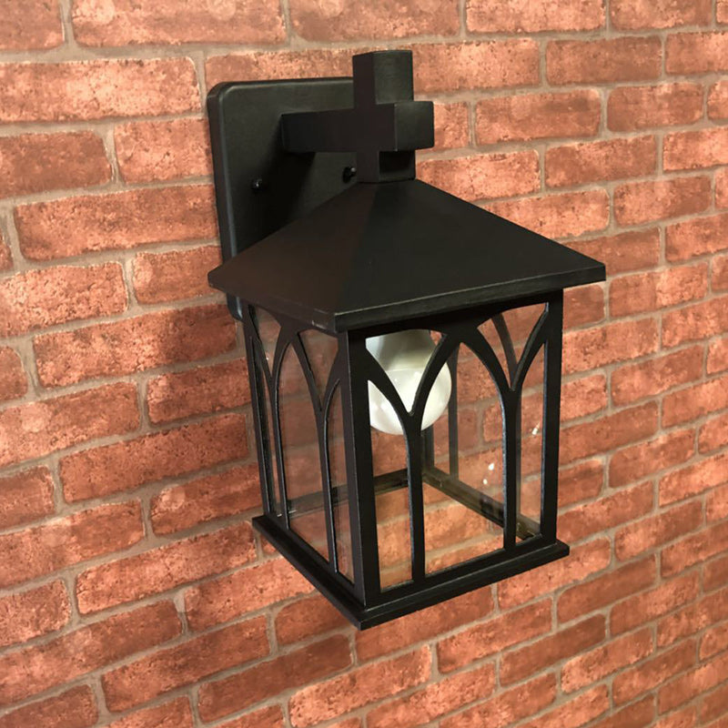 Modern Simplicity Rectangular House Shape Aluminum Glass 1-Light Wall Sconce Lamp For Outdoor Patio