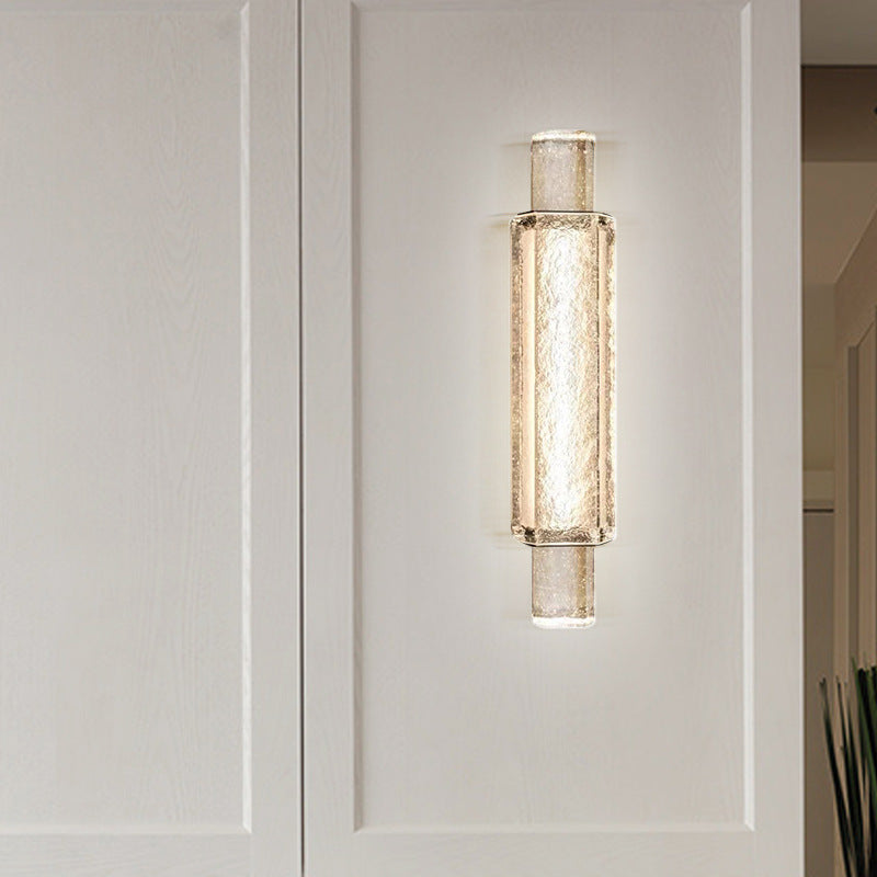 Modern Luxury Cylinder Iron Glass LED Wall Sconce Lamp For Living Room