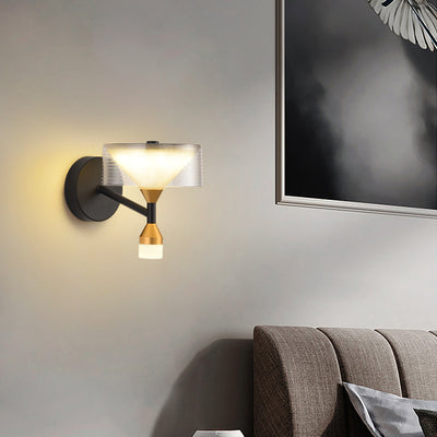 Modern Luxury Tapered Round Iron Acrylic LED Wall Sconce Lamp For Bedroom