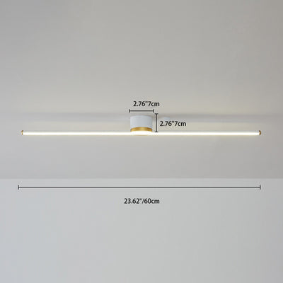 Modern Minimalist Long Strip Round Iron Aluminum Silicone LED Semi-Flush Mount Ceiling Light For Living Room