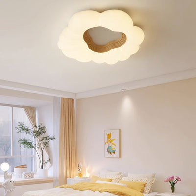 Contemporary Nordic Creamy Clouds Iron Plastic LED Flush Mount Ceiling Light For Bedroom