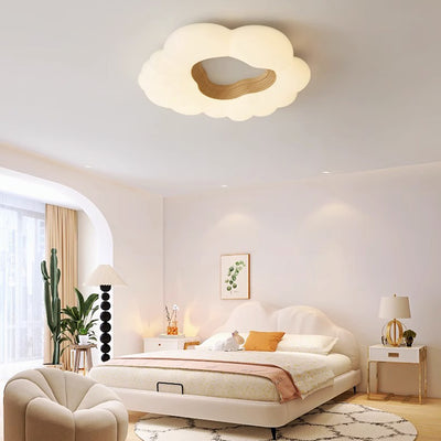 Contemporary Nordic Creamy Clouds Iron Plastic LED Flush Mount Ceiling Light For Bedroom