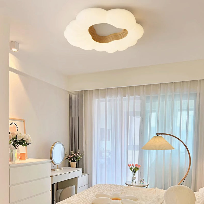 Contemporary Nordic Creamy Clouds Iron Plastic LED Flush Mount Ceiling Light For Bedroom