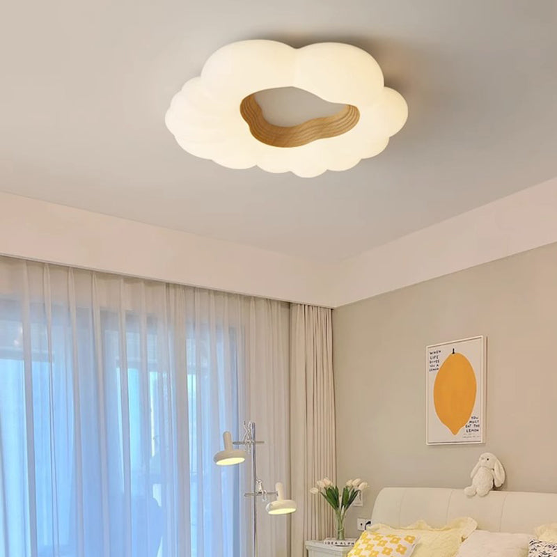 Contemporary Nordic Creamy Clouds Iron Plastic LED Flush Mount Ceiling Light For Bedroom