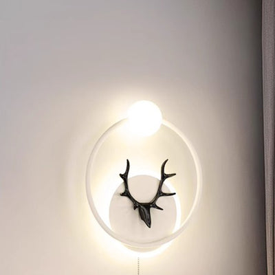 Contemporary Creative Cylinder Astronaut Antler Aluminum Iron Resin LED Wall Sconce Lamp For Bedroom