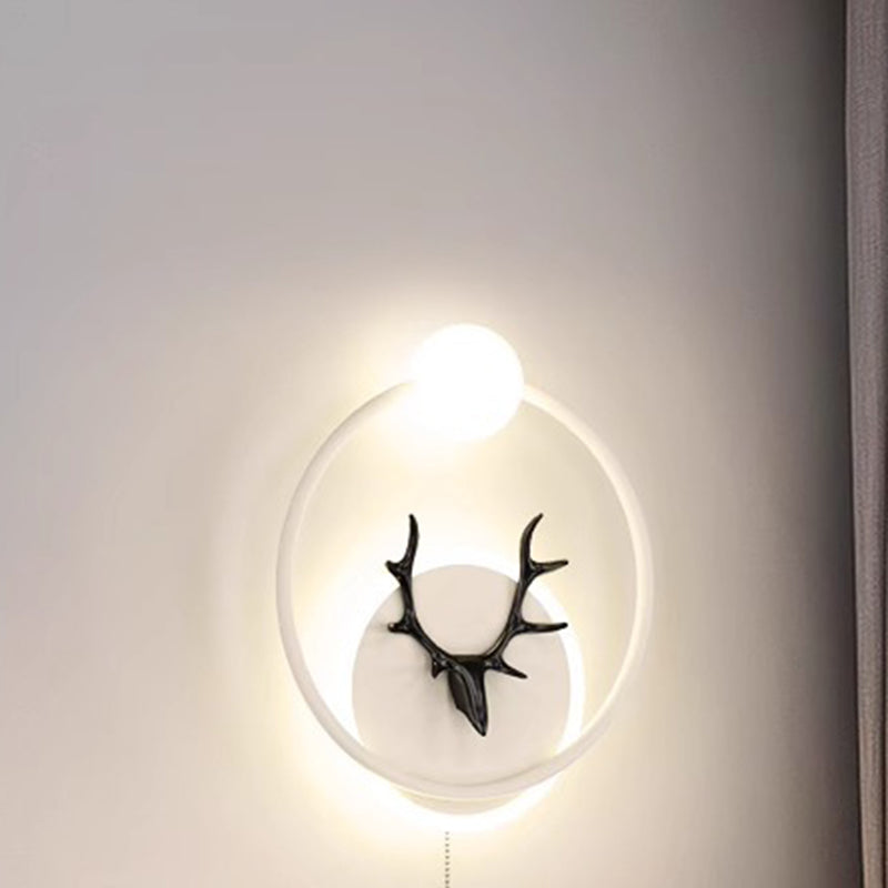 Contemporary Creative Cylinder Astronaut Antler Aluminum Iron Resin LED Wall Sconce Lamp For Bedroom