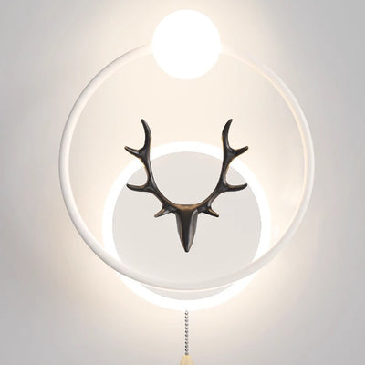 Contemporary Creative Cylinder Astronaut Antler Aluminum Iron Resin LED Wall Sconce Lamp For Bedroom