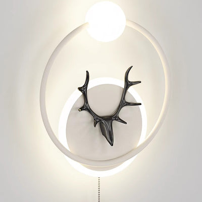 Contemporary Creative Cylinder Astronaut Antler Aluminum Iron Resin LED Wall Sconce Lamp For Bedroom