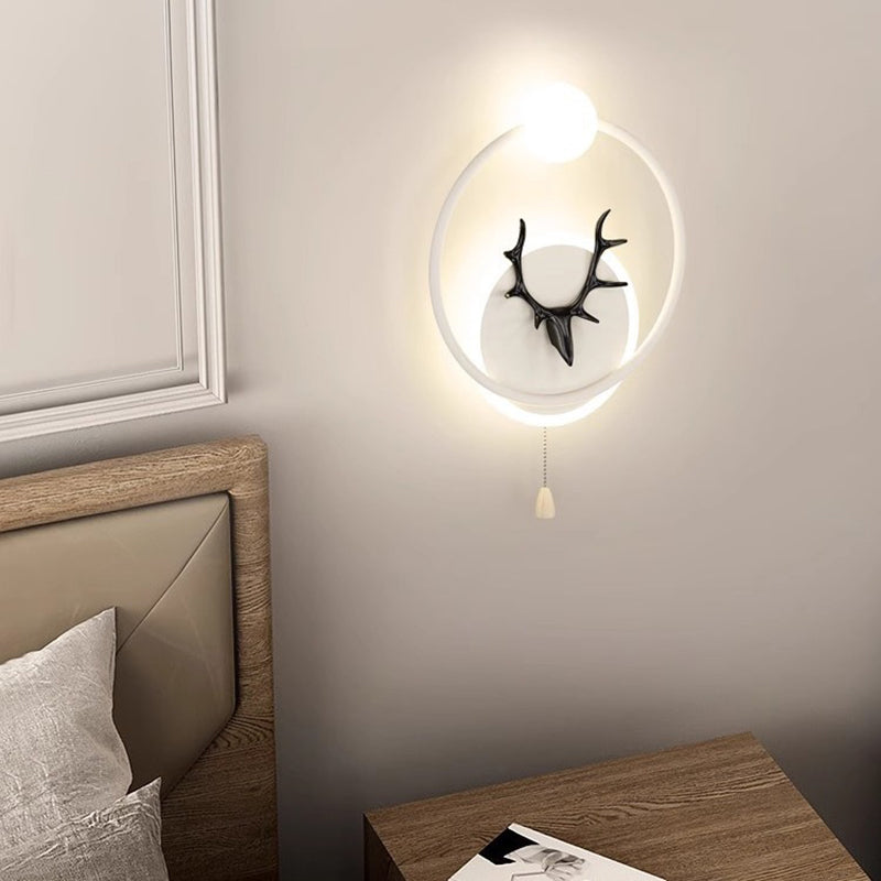 Contemporary Creative Cylinder Astronaut Antler Aluminum Iron Resin LED Wall Sconce Lamp For Bedroom