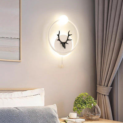 Contemporary Creative Cylinder Astronaut Antler Aluminum Iron Resin LED Wall Sconce Lamp For Bedroom