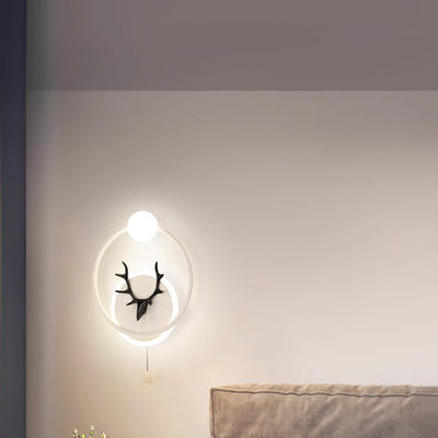 Contemporary Creative Cylinder Astronaut Antler Aluminum Iron Resin LED Wall Sconce Lamp For Bedroom