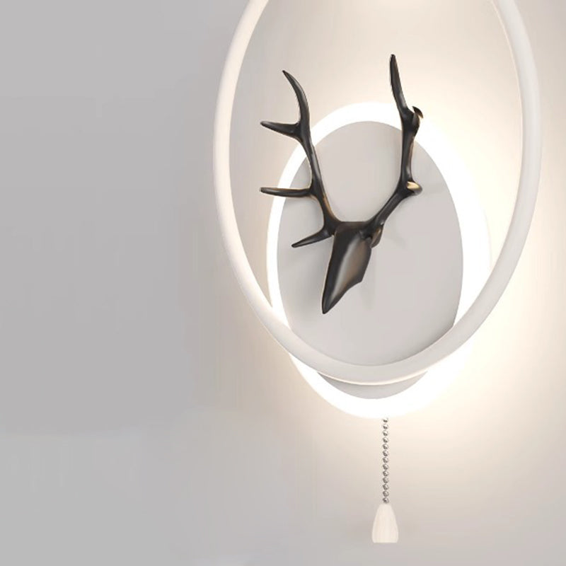 Contemporary Creative Cylinder Astronaut Antler Aluminum Iron Resin LED Wall Sconce Lamp For Bedroom