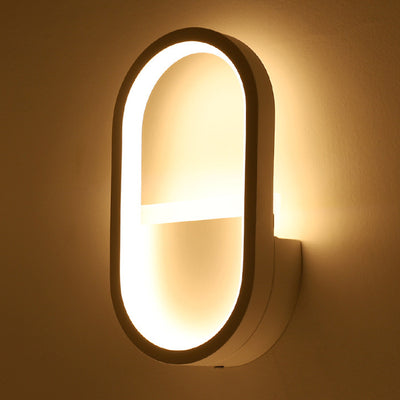 Modern Minimalist Oval Iron Aluminum Acrylic LED Wall Sconce Lamp For Bedroom