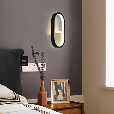 Modern Minimalist Oval Iron Aluminum Acrylic LED Wall Sconce Lamp For Bedroom