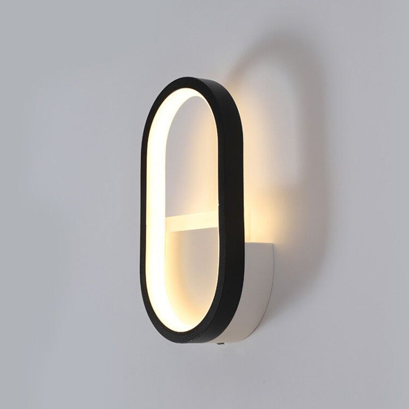 Modern Minimalist Oval Iron Aluminum Acrylic LED Wall Sconce Lamp For Bedroom