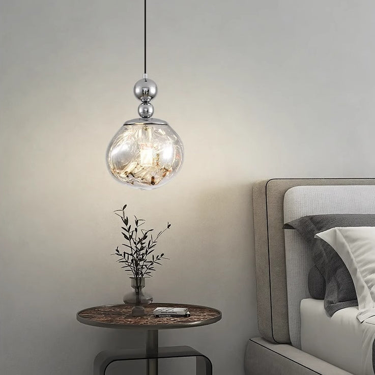 Contemporary Nordic Round Lava Ball Iron Acrylic 1-Light Pendant Light For Living Room