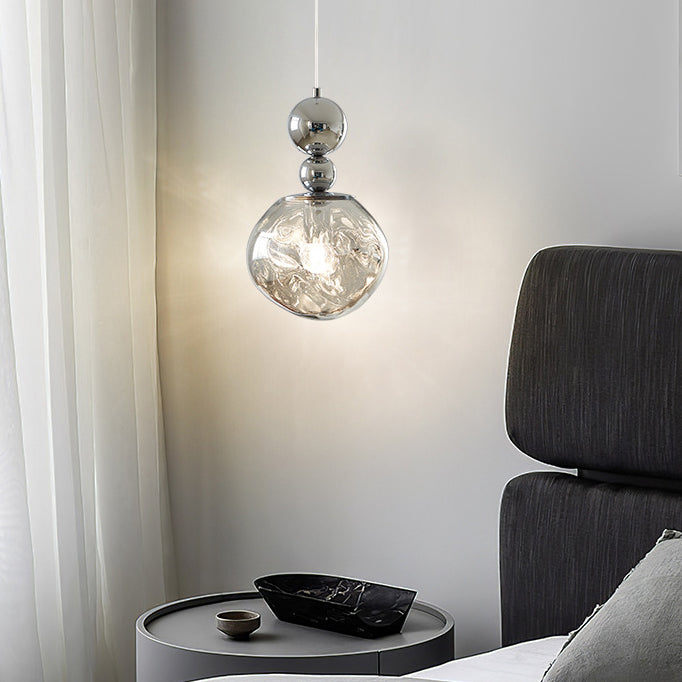 Contemporary Nordic Round Lava Ball Iron Acrylic 1-Light Pendant Light For Living Room