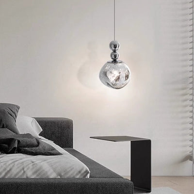 Contemporary Nordic Round Lava Ball Iron Acrylic 1-Light Pendant Light For Living Room