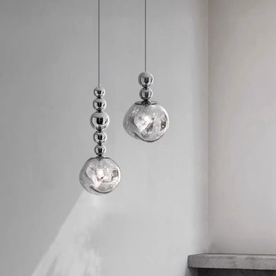 Contemporary Nordic Round Lava Ball Iron Acrylic 1-Light Pendant Light For Living Room