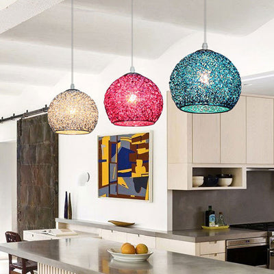 Modern Art Deco Orb Dome Iron 1-Light Pendant Light For Living Room