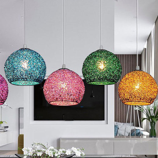 Modern Art Deco Orb Dome Iron 1-Light Pendant Light For Living Room