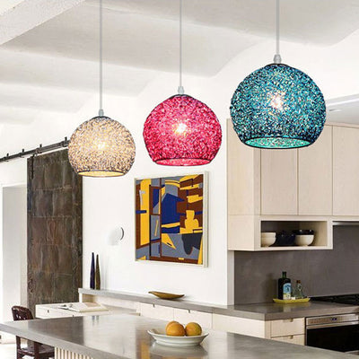 Modern Art Deco Orb Dome Iron 1-Light Pendant Light For Living Room