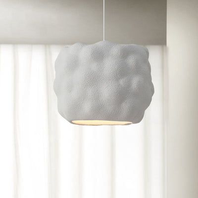 Modern Minimalist Cylindrical Irregular Concave High Density Polystyrene 1-Light Pendant Light For Living Room