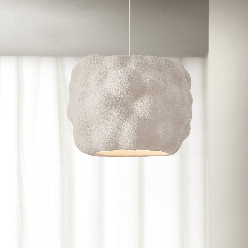 Modern Minimalist Cylindrical Irregular Concave High Density Polystyrene 1-Light Pendant Light For Living Room