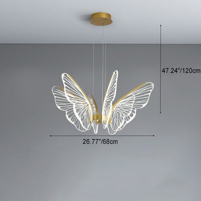 Contemporary Creative Butterfly Iron Aluminum Acrylic LED Pendant Light For Living Room