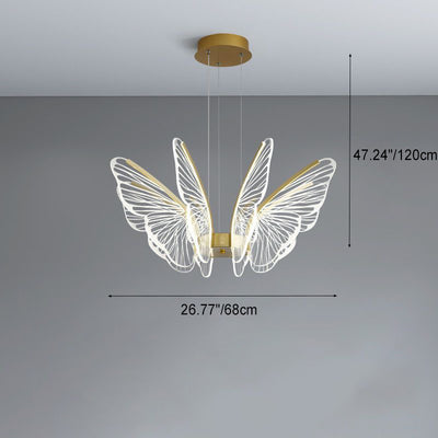 Contemporary Creative Butterfly Iron Aluminum Acrylic LED Pendant Light For Living Room