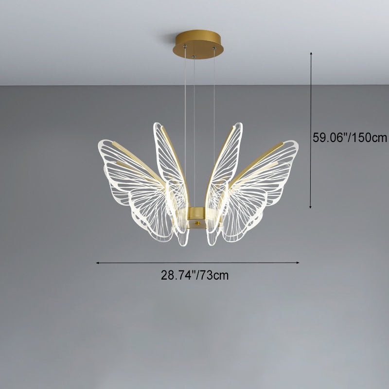 Contemporary Creative Butterfly Iron Aluminum Acrylic LED Pendant Light For Living Room