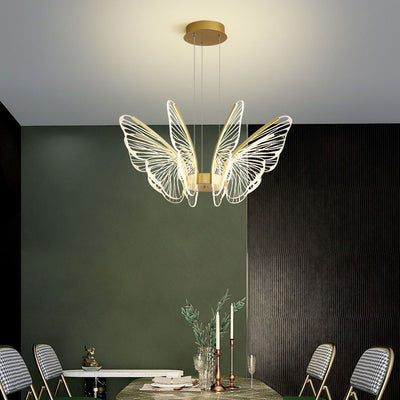 Contemporary Creative Butterfly Iron Aluminum Acrylic LED Pendant Light For Living Room