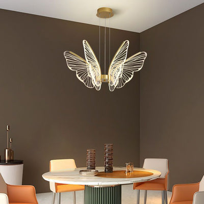 Contemporary Creative Butterfly Iron Aluminum Acrylic LED Pendant Light For Living Room