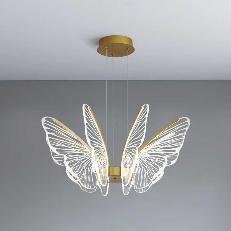 Contemporary Creative Butterfly Iron Aluminum Acrylic LED Pendant Light For Living Room