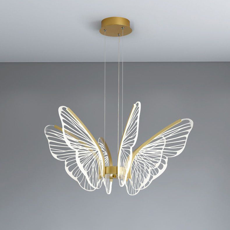 Contemporary Creative Butterfly Iron Aluminum Acrylic LED Pendant Light For Living Room