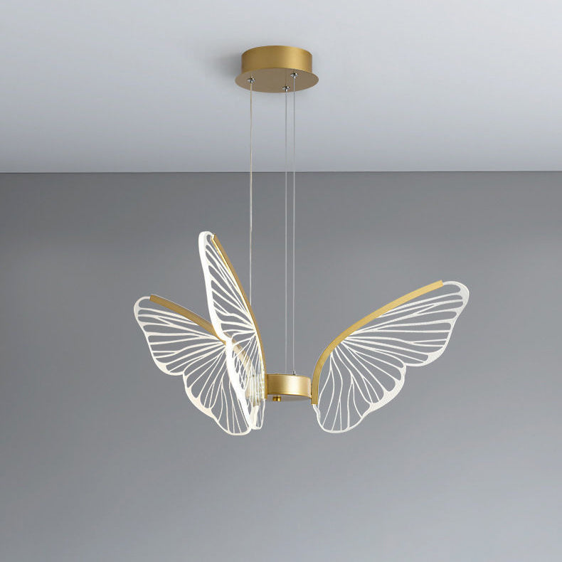 Contemporary Creative Butterfly Iron Aluminum Acrylic LED Pendant Light For Living Room