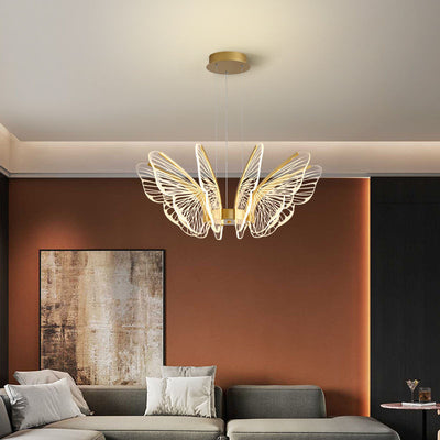 Contemporary Creative Butterfly Iron Aluminum Acrylic LED Pendant Light For Living Room