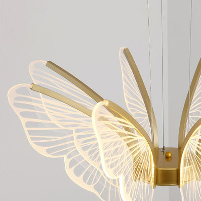 Contemporary Creative Butterfly Iron Aluminum Acrylic LED Pendant Light For Living Room